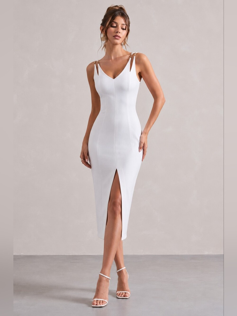 Joseph Ribkoff White Bustier Midi Dress Sz 4